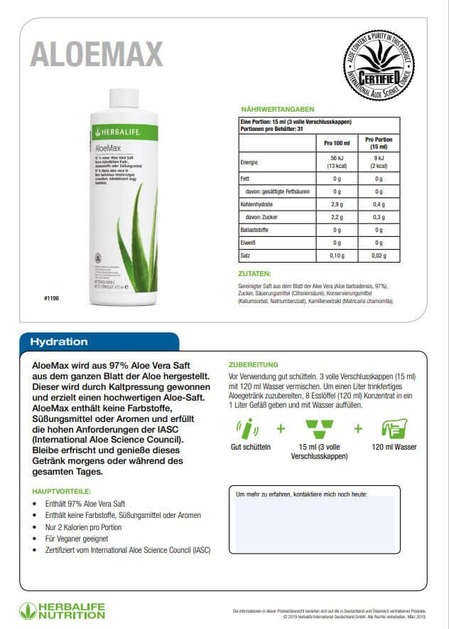 HERBALIFE - Aloe Vera Getränkekonzentrat (3er Pack)